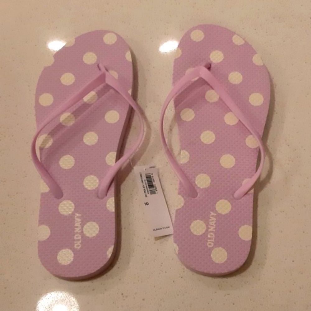 Polka dot flip flops